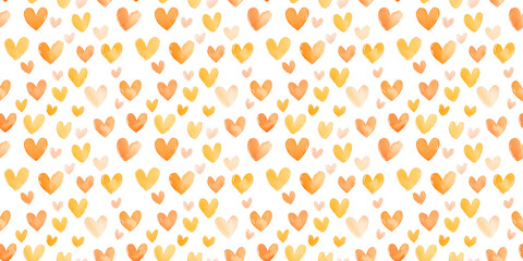 apricot and tangerine color hearts seamless pattern, clean surface texture, white background
