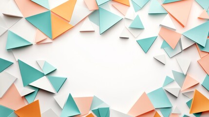Obraz premium Abstract Background with Triangles in Different Colors and Sizes Featuring a Gradient Effect from Light Blue to Yellow. Modern Design Suitable for Graphics, Presentation Backgrounds