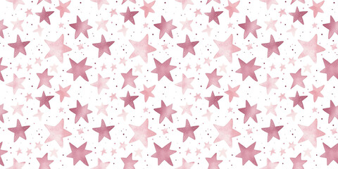 blush and mauve color stars seamless pattern on a white background