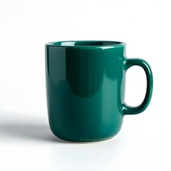 Green cup isolated on white background.