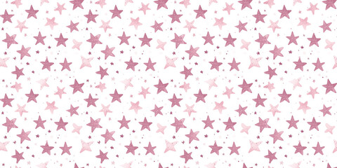 blush and mauve color stars seamless pattern on a white background