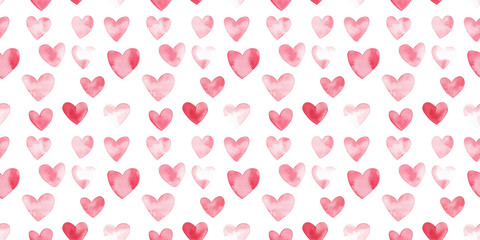 blush and raspberry color hearts seamless pattern, clean surface texture, white background