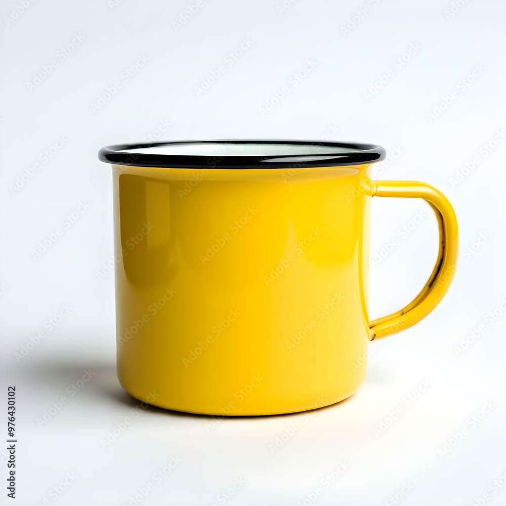 Sticker yellow cup isolated on white background.