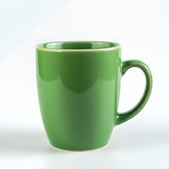 Green cup isolated on white background.