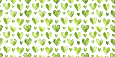 celery and moss green color hearts seamless pattern, clean surface texture, white background