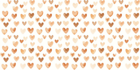 cream and tan color hearts seamless pattern, clean surface texture, white background