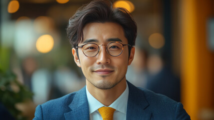 Fototapeta premium asian business man explains in front of colleagues