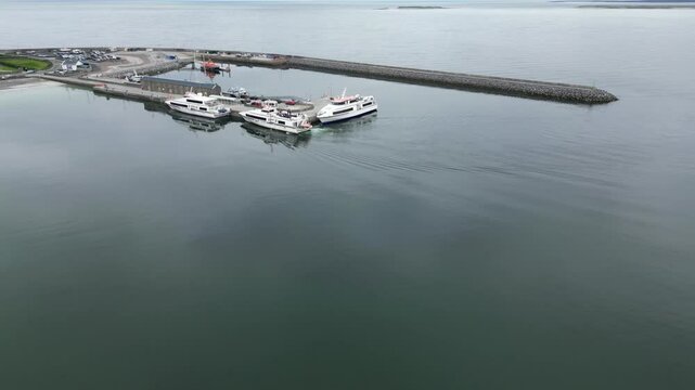 Inis Mor, Ireland looking at the Port and the Boats 
