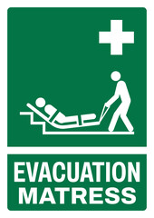 ISO emergency and first aid safety signs text variation_evacuation matress portrait size a4/a3/a2/a1
