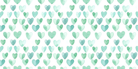 mint and evergreen color hearts seamless pattern, clean surface texture, white background