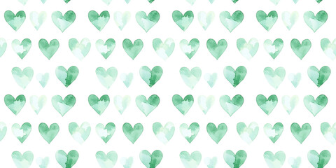mint and jade color hearts seamless pattern, clean surface texture, white background