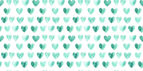 mint and jade color hearts seamless pattern, clean surface texture, white background