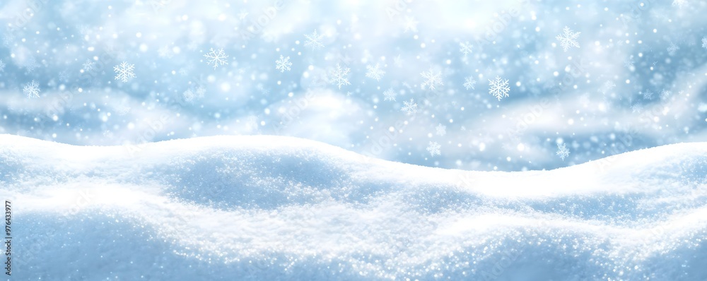 Poster Winter Wonderland Background, Snowflakes Falling, Snowy Landscape