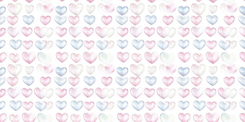 pearl and platinum color hearts seamless pattern, clean surface texture, white background