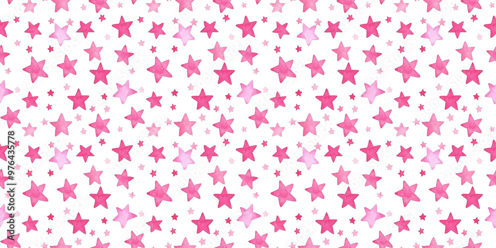 Poster rose and magenta color stars seamless pattern, clean surface texture, white background