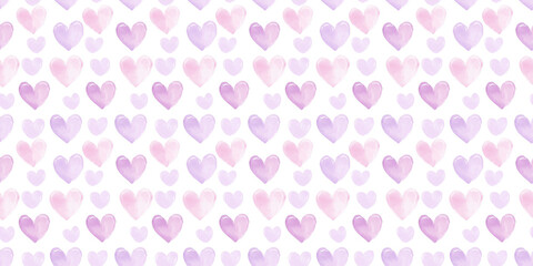 soft pink and lavender color hearts seamless pattern, clean surface texture, white background