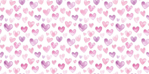 soft pink and lavender color hearts seamless pattern, clean surface texture, white background