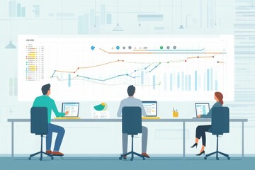 Businessman follow up progress of project work by using weekly gantt chart and graphic show the progress of team member on job status dashboard	