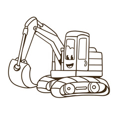 excavator cartoon good for coloring book, kids education, element design, etc
