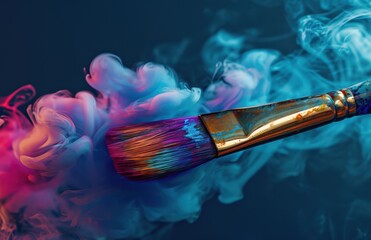 Colorful smoke and paint brush