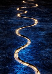 Fototapeta premium Glowing golden path through dark blue waters