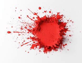 Vibrant red paint splash on white background