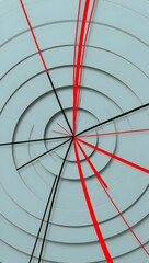 Abstract patterns of concentric circles with striking red and black lines forming a dynamic visual display. Generative AI