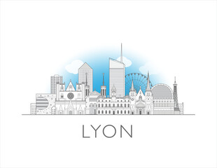 Fototapeta premium Lyon Skyline cityscape vector illustration
