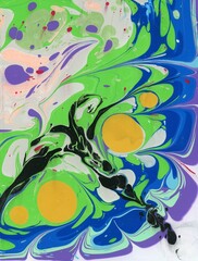 Hand Painted Abstract Marbled Artwork: The Moth