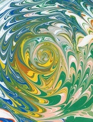 Hand Painted Abstract Marbled Artwork: Woods Spiral