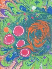 Hand Painted Abstract Marbled Artwork: Eye of the Storm