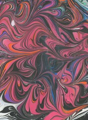 Hand Painted Abstract Marbled Artwork: Pink Stormclouds