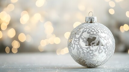 Silver Christmas Ornament Bokeh Background