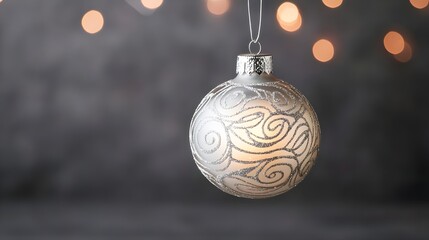 Silver Christmas Ornament with Bokeh Lights