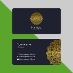 Luxury business card with gold mandala decoration design
