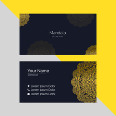 Luxury business card with gold mandala decoration design