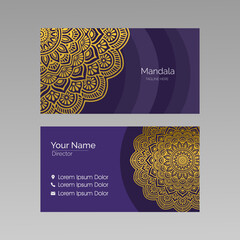 Luxury business card with gold mandala decoration design
