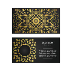 Luxury business card with gold mandala decoration design