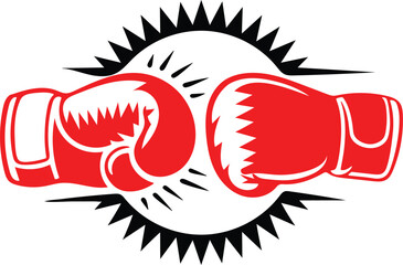 Boxing gloves in a punching motion, vector illustration icon on a white background.