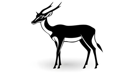 Fototapeta premium Impala illustration icon for logo, black silhouette of animal, isolated on white background