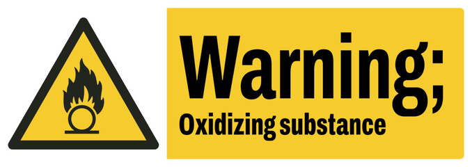 ISO warning safety signs text variation_warning ; oxidizing substance landscape size 1/2 a4/a3/a2/a1