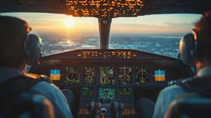 A pilot in a cockpit, ready for takeoff, with instruments and controls visible.