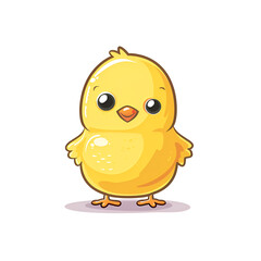 A cute yellow chick, a simple flat illustration style, a white background, Generative AI