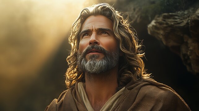 Personagem b&iacute;blico,  profeta Elias no Monte Horebe; Biblical character, prophet Elijah on Mount Horeb