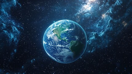 Obraz premium A space scene with Earth glowing among a sea of stars, floating in the universe