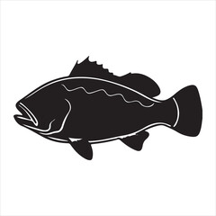 Grouper fish silhouette vector art illustration.