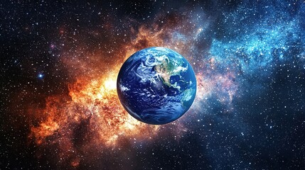 Obraz premium A space scene with Earth glowing among a sea of stars, floating in the universe