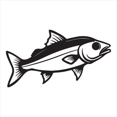  Haddock fish silhouette vector art illustration.