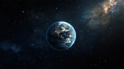 Obraz premium A cosmic view of Earth with its natural landscapes glowing in the light of distant stars