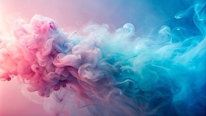 Obraz premium Dreamy motion on pastel pink and blue smoke background for a soft and ethereal aesthetic